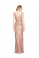 Draped V-Neck Striking Sheath Floor Length Sequin Bridesmaid Dress
