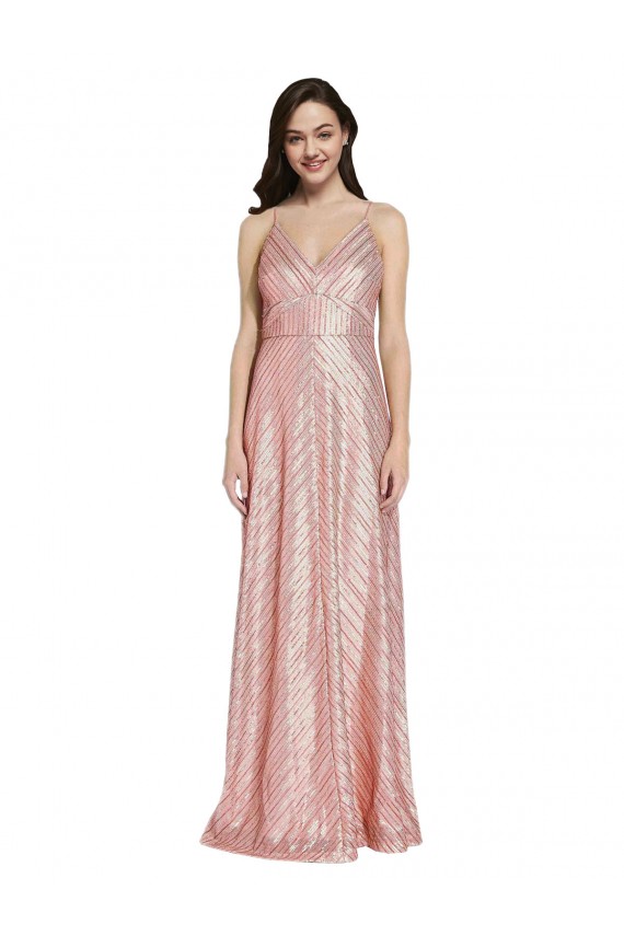 High Neck Low Back Sparkling Sequin Bridesmaid Dress
