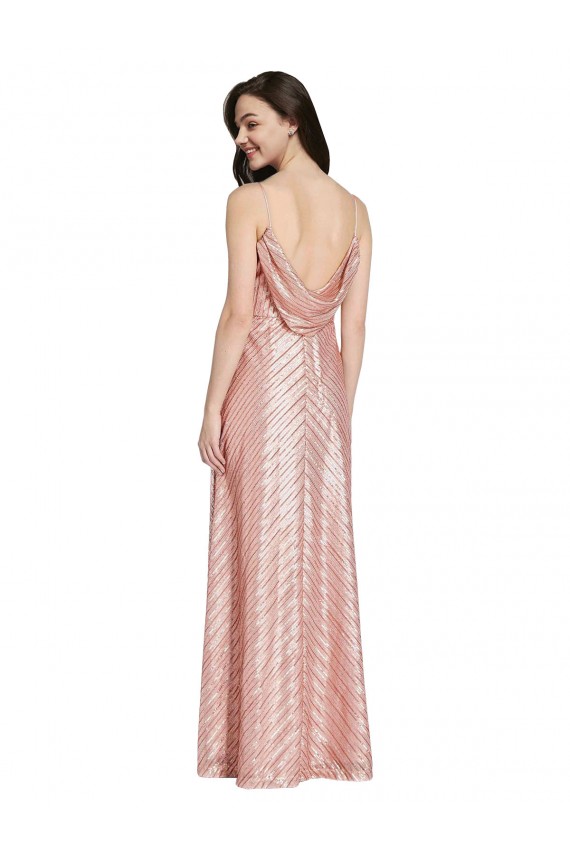 High Neck Low Back Sparkling Sequin Bridesmaid Dress