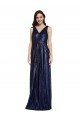 Long V-Neck Sparking Sequin Bridesmaid Dress with Low V-Back