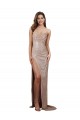 High Slit Scoop Neck Long Sequin Bridesmaid Dress