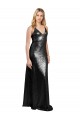 Full Length A-Line Sequin Bridesmaid Dress with Spaghetti Straps V-Neckline