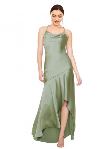 Silky Satin Bridesmaid Dress with Bias Cut Skirt