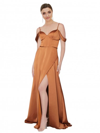 Silky Satin Bridesmaid Dress with Bustier Bodice