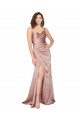 Floor Length Silky Satin Bridesmaid Dress with Front Skirt Slit