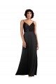 Full Length V-Neckline Silky Satin Bridesmaid Dress with Spaghetti Straps