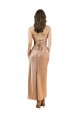 Cowl Neck Silky Satin Midi Length Bridesmaid Dress Low Back
