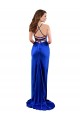 Open Back Cowl Neck Long Silky Satin Bridesmaid Dress