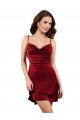 Midi Length Cowl Neck Silky Satin Short Bridesmaid Dress
