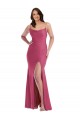 Cowl-Neck Open Tie-Back Silky Satin Mermaid Bridesmaid Dress with Frong Slit