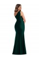 Cascading Bow One Shoulder Silky Satin Mermaid Bridesmaid Dress with Front Slit