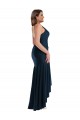 Pleated Wrap Ruffled High Low Silky Satin Bridesmaid Dress