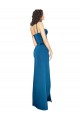 Full Length Bustier Style Long Silky Satin Bridesmaid Dress with Low Back