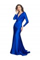 Deep V-Neck Long Sleeves Silky Satin Bridesmaid Dress