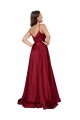 Deep V-Neck Sweetheart Long Silky Satin Bridesmaid Dress with Thigh High Slit