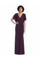 Faux Wrap Split Sleeves Maxi Spandex Bridesmaid Dress with Cascade Skirt