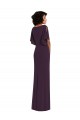 Faux Wrap Split Sleeves Maxi Spandex Bridesmaid Dress with Cascade Skirt