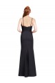 Long Chiffon Bridesmaid Dress with Lace Bodice and Curved V-Neckline