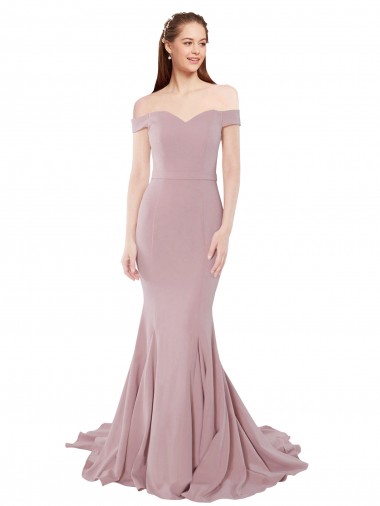 Off the Shoulder Mermaid Long Sweep Train Bridesmaid Dress