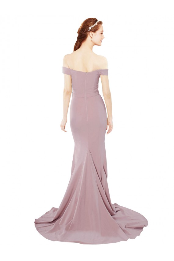 Off the Shoulder Mermaid Long Sweep Train Bridesmaid Dress