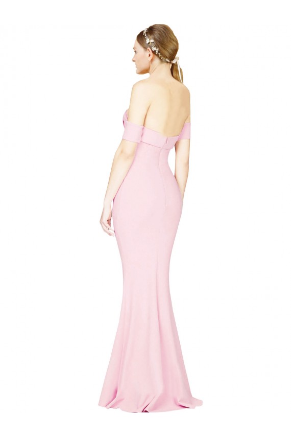 Full Length Off the Shoulder Bridesmaid Dress with Twist Front