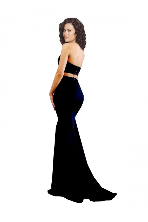 Two Piece High Neck Crepe Bridesmaid Dress