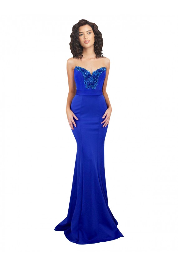 Sweetheart Flower Neckline High Neck Crepe Bridesmaid Dress