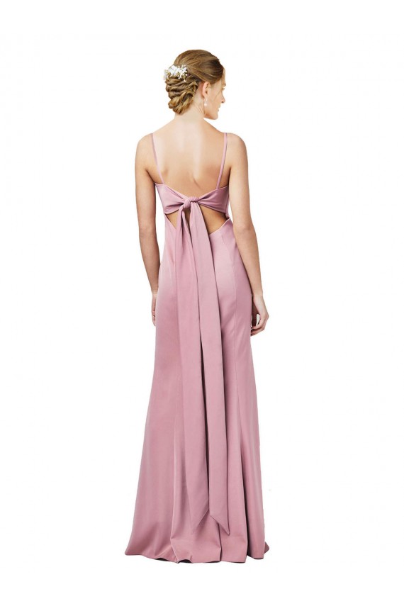 Fit and Flare Slim Crepe Bridesmaid Dress with Cutout Back