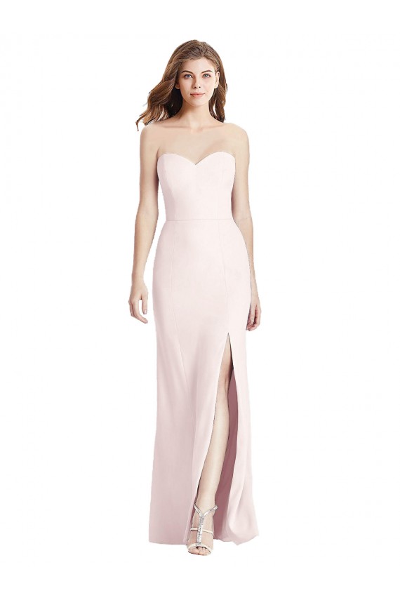 Strapless Crepe Trumpet Bridesmaid Dress with Front Slit