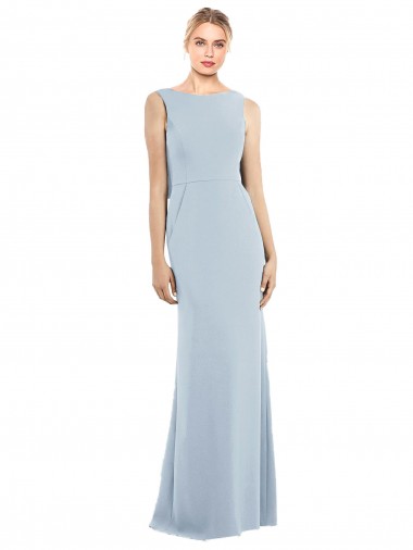 Draped Backless Crepe Bridesmaid Dress with Pockets