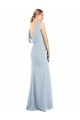 Draped Backless Crepe Bridesmaid Dress with Pockets