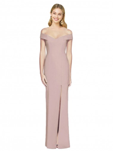 Off the Shoulder Criss Cross Back Trumpet Bridesmaid Dress