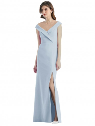 Romantic Off the Shoulder Long Maxi Bridesmaid Dress with Side Slit