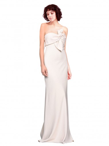 Strapless Crepe Fitted Bridesmaid Dress with Twist Bow