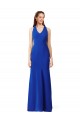 Halter V-Neck Long A-Line Crepe Bridesmaid Dress