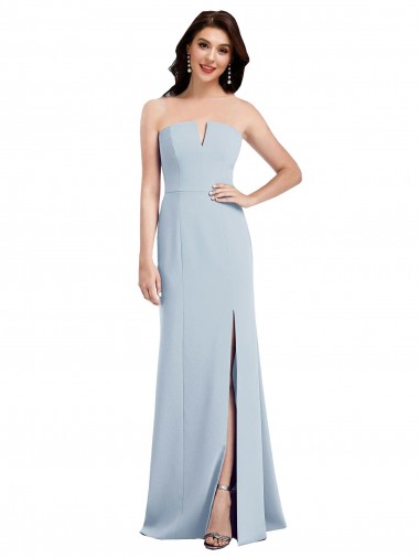 Strapless Notch Crepe Bridesmaid Dress with Front Slit