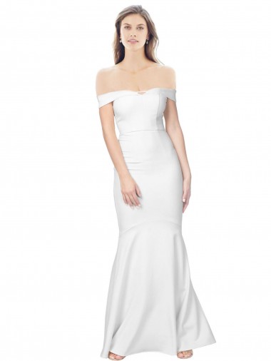 Mermaid Off the Shoulder Long Crepe Bridesmaid Dress with Low Back