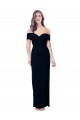 Off the Shoulder Long Full Length Crepe Bridesmaid Dress with Side Split