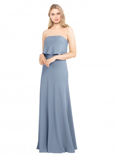 High Neck Sheath Sleeveless Stretch Crepe Bridesmaid Dress
