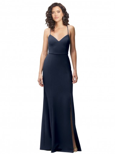 Sweetheart Fit and Flare Stretch Crepe Bridesmaid Dress with Side Slit and Strappy Back