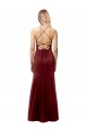 Fit and Flare Halter Neckline Stretch Crepe Bridesmaid Dress with Strappy Back