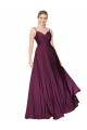 High Neck Spaghetti Straps Long V-Back Crepe Bridesmaid Dress