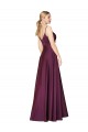 High Neck Spaghetti Straps Long V-Back Crepe Bridesmaid Dress