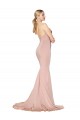 Sweep Train Sweetheart Long Mermaid Crepe Bridesmaid Dress Low Back