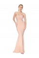 Sweetheart Shirred Neck Long Floor Length Crepe Bridesmaid Dress