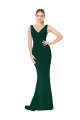 V-Neck Floor Length Long Crepe Mermaid Bridesmaid Dress