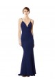 Deep V-Neck Spaghetti Straps Mermaid Crepe Bridesmaid Dress