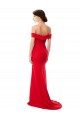Off the Shoulder Chapel Train Crepe Bridesmaid Dress with Thigh-High slit