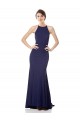 High Neck Fishtail Crepe Bridesmaid Dress with Open Back Detail
