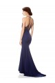 High Neck Fishtail Crepe Bridesmaid Dress with Open Back Detail